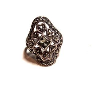 Sterling Silver Marcasite Ring Size 7 1/2